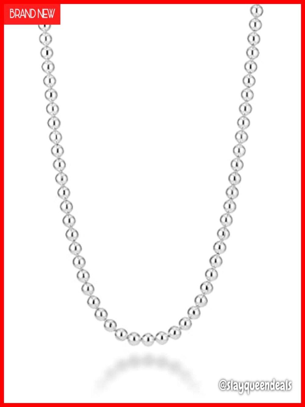 Italian 925 Sterling Silver Ball Bead Necklace 3mm Minimalist